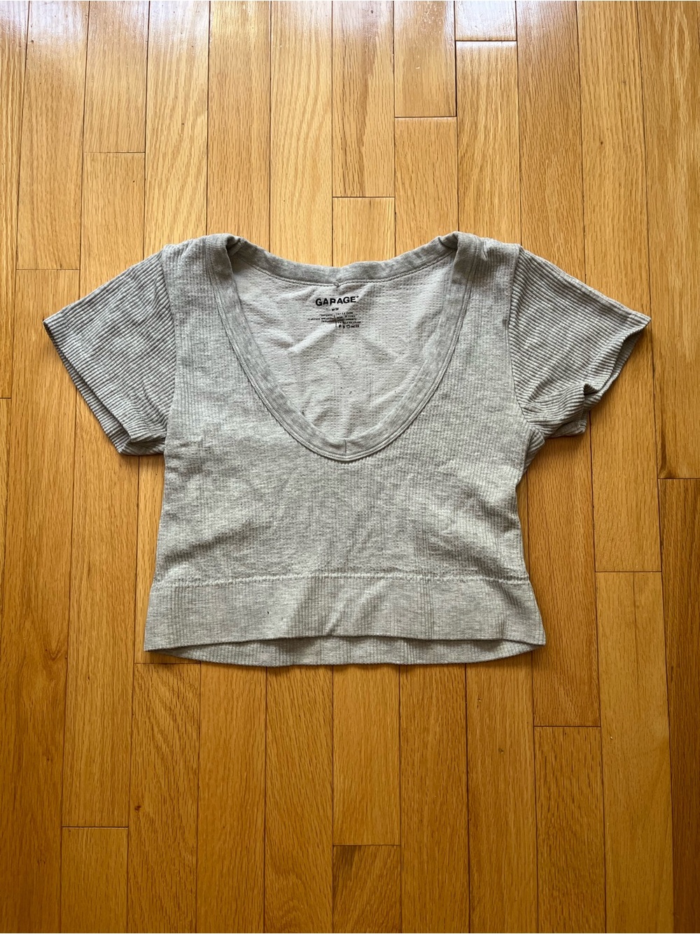 Garage Light Gray Ribbed Scoop Crop Top